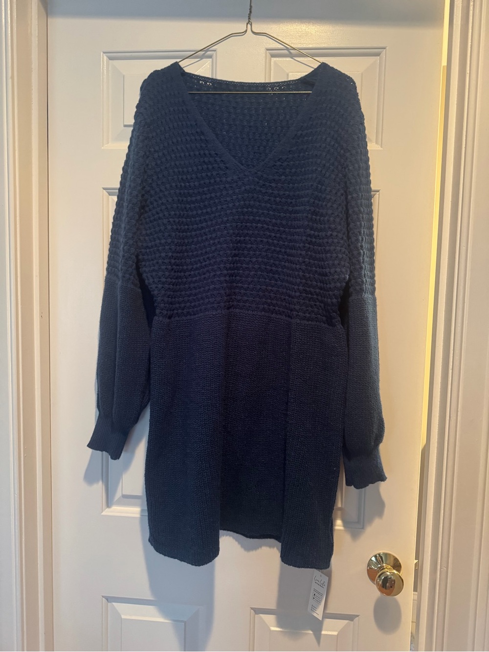 Cupshe Navy V-Neck Textured Knit Sweater